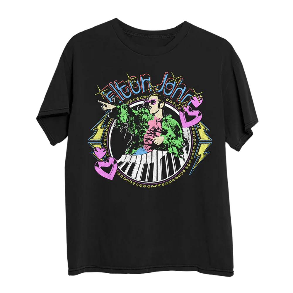 Distressed Threshold Piano Hearts T-Shirt